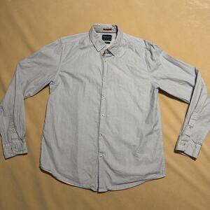 Denim & Flower Ricky Singh Shirt Men’s L Slim Fit Blue Geometric Button Down